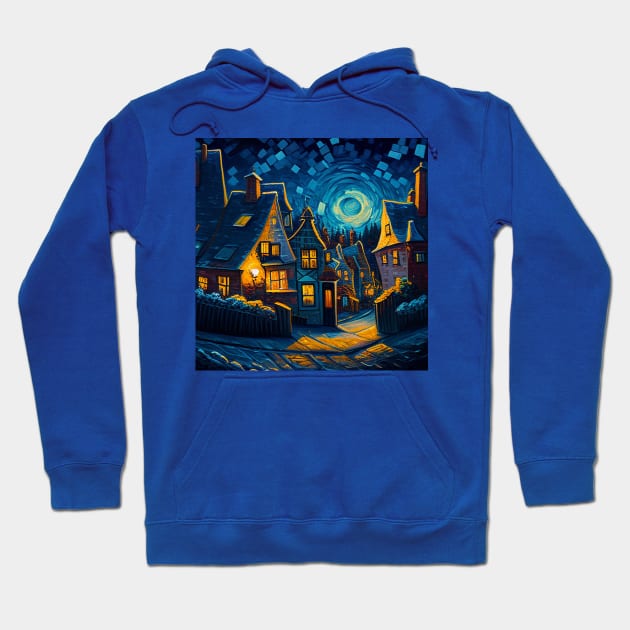 Starry Night Over Hogsmeade Village Hoodie by Grassroots Green